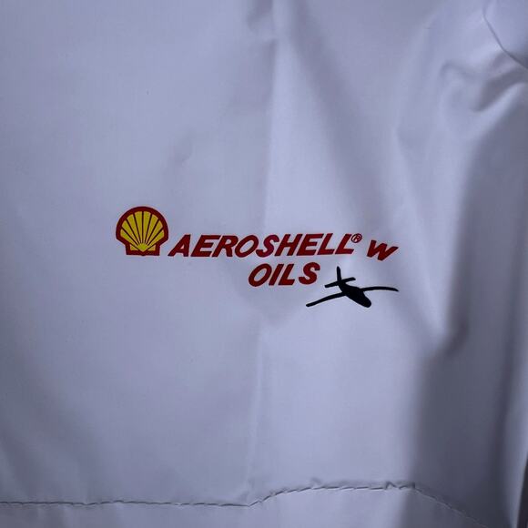 Vintage 80s Shell Aeroshell Jacket S | White PVC Hooded Packable Rain Jacket NOS - Picture 5 of 8